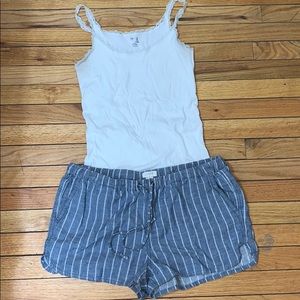 Chambray striped draw string shorts!